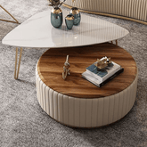 Trueliving Wood Cream Coffee Table Living Room H 14 x W 33 x D 33